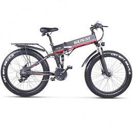 GUNAI Bike GUNAI 26 Inches Electric Snow Bike 1000W 48V Folding Fat Tire Mountain Bike with Rear Seat MTB 21 Speed E-bike Pedal Assist Hydraulic Disc Brake