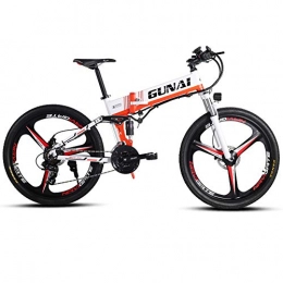 GUNAI Bike GUNAI Electric Mountain Bike 26 Inch Mens Folding City Bike with 3 Working Modes and LCD Display(White)