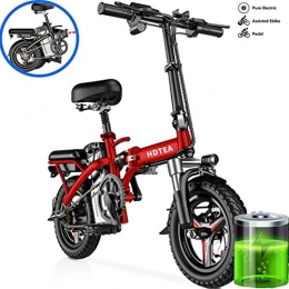 GUOJIN Electric Bike GUOJIN 14" Electric Bike, Electric Bicycle with 250W Motor, 48V 8Ah Battery, Change Speed bike, Outdoor Urban Road Bikes, Red