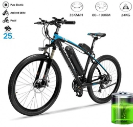 GUOJIN Electric Bike GUOJIN 26 Inch Folding Power Assist Electric Bicycle, 400W 10.4Ah Lithium Battery Electric Bike with Front LED Light, Blue