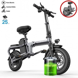 GUOJIN Electric Bike GUOJIN LIXUE 14 Inch Folding Power Assist Electric Bicycle, 350W 10Ah Lithium Battery Electric Bike with Front LED Light