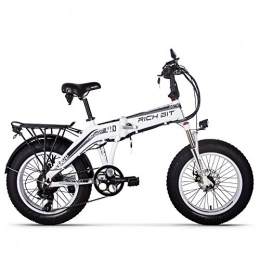 GUOWEI Bike GUOWEI Rich BIT RT-016 48v 500w 9.6Ah 20 inch Folding Fat Tire Electric Bike E Bicycle Ebike Snow Fat Bike with Smart LCD Screen (White)