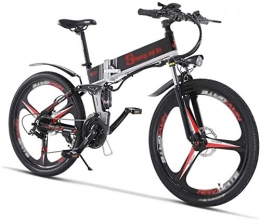 HCMNME Bike HCMNME durable bicycle, Electric Bikes, Folding Bikes Folding Ebike 21 Speed Gear and 26 inch 350W Double Disc Brake Smart Electric Bicycle for Adults and Teens Adults-Black Alloy frame with Dis