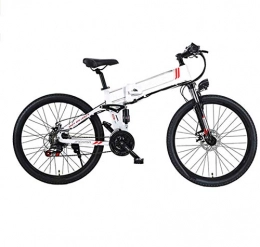 Leifeng Tower Electric Bike High-speed 26'' Electric Bike, Folding Electric Mountain Bike with 48V 10Ah Lithium-Ion Battery, 350 Motor Premium Full Suspension And 21 Speed Gears, Lightweight Aluminum Frame ( Color : White )