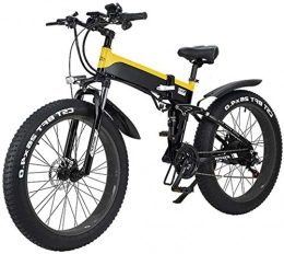 Leifeng Tower Bike High-speed Folding Electric Bike for Adults, Lightweight Alloy Frame 26-Inch Tires Mountain Electric Bike with With LCD Screen, 500W Watt Motor, 21 / 7 Speeds Shift Electric Bike ( Color : Yellow )