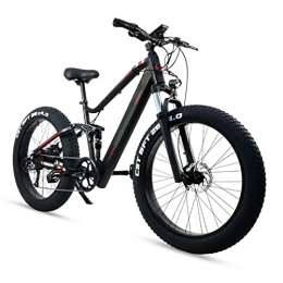 HMEI Electric Bike HMEI EBike 26'' Fat Tire Electric Mountain Bike 1000W E Bike for Adults, 48V14AH Lithium Battery 9 Speed Mountain Beach Ebike for Men, Maximum speed 28 mph (Color : Black, Number of speeds : 9)