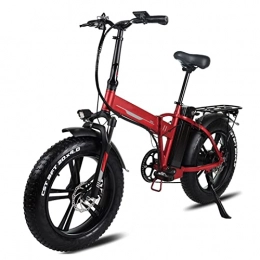 HMEI Electric Bike HMEI EBike Foldaway Ebike for Adults 25 Mph 20" Fat Tire Folding Electric Bicycle 48V 20Ah Lithium Battery E-Bike 500w / 750w Alloy Frame Commute Ebike for Female Male (Color : 48v 750w 20Ah Red)