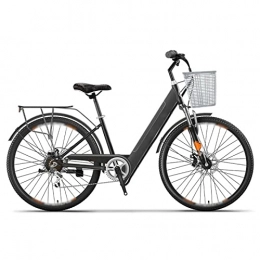 HMEI Bike HMEI EBike Women Portable Electric Bike 26 Inch Smart Electric Assisted Bicycle 2 Wheels Adult Electric Bicycles 250W 36V 6Ah / 10Ah / 13Ah Electric Bike (Color : 7 speed 10ah black)