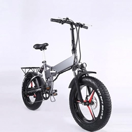 HMEI Bike HMEI Electric Bikes for Adults 500W Foldable Electric Bike for Adults 20 Inch 4.0 Fat Tire Electric Bicycle Folding Snow Mountain Ebike Beach 40 KM / H (Color : Silver gray)