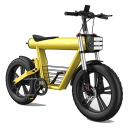 HMEI Bike HMEI Electric Bikes for Adults Electric Bike 800W for Adults Electric Mountain Retro Bicycle 20 Inch Fat Tire Electric Bike with 60V 20Ah Lithium Battery Ebike (Color : Yellow, Gears : 7Speed)