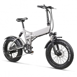 HMEI Bike HMEI Electric Bikes for Adults Folding Electric Bikes for Adults 500W 20 Inch 4.0 Fat Tire Mountain Bike 48V 12.8Ah battery capacity Electric Bicycle Beach Bike E-Bike for Men Women (Color : Silver)