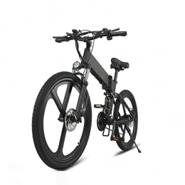 HMEI Bike HMEI Folding Electric Bike with 500W Motor 48V 12.8AH Removable Lithium Battery, 26 * 1.95 inch Tire Electric Bicycle, Ebike for Adults (Color : Black+2 battery)