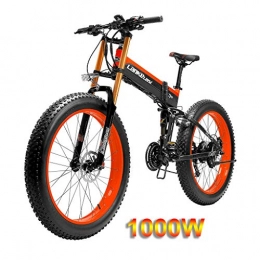 HOME-MJJ Bike HOME-MJJ 48V 1000W Electric Mountain Bike 26inch Fat Tire E-Bike Beach Cruiser Mens Sports Mountain Bike Lithium Battery Hydraulic Disc Brakes (Color : Red, Size : 1000W)