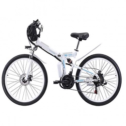 HSTD Bike HSTD Electric Bike Electric Mountain Bike - Portable Folding Bicycle, 48V 10Ah / 12AH Rechargeable Lithium Battery, 26'' Nylon Pneumatic Tyres, Three Working Modes, Electric City Bike White-10