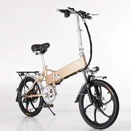 HY-WWK Bike HY-WWK Adults Folding Electric Bike, 350W Motor with Anti-Theft System 20'' Commute Electric Bicycle Hidden Removable Battery 7-Speed Dual Disc Brakes Unisex, Black, 8Ah, Gold