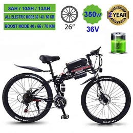 Hyuhome Bike Hyuhome Electric Mountain Bikes for Adults, Foldable MTB Ebikes for Men Women Ladies, 360W 36V 8 / 10 / 13AH All Terrain 26" Mountain Bike / Commute Ebike, black spoke wheel, 13AH