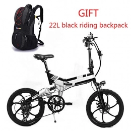 JEANN-roadbike Bike JEANN-roadbike Electric Mountain Bike, 20 Inch Folding E-bike, Premium Full Suspension and 21 Speed Gear 36V waterproof Removable Lithium Battery, White