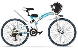 JINHH Bike JINHH Mountain Bike, 24 inches, 48V 12AH 240W Pedal Assist Electrical Folding Bicycle, Full Suspension, Disc Brakes, E Bike, Mountain Bike (Color : White, Size : Spared Battery)