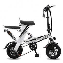 KASIQIWA Electric Bike KASIQIWA Folding Electric Bike, Mini Small Folding Electric Bicycle Lithium Battery 48V / 25AH Two-seat Brushless Motor 25-30km / h Speed, White