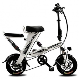 KASIQIWA Electric Bike KASIQIWA Mini Electric Car, Small Folding Electric Bicycle Lithium Battery 36V / 25AH Two-seat Brushless Motor 25-30km / h Speed Super endurance 50-60 km, White