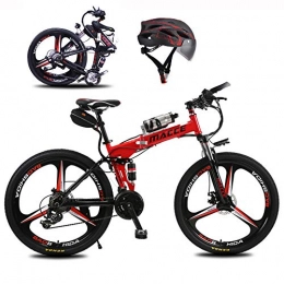 L-LIPENG Bike L-LIPENG 26inch Folding Electric Mountain bike 250w / 36v motor Hidden Battery Design Removable Lithium Battery dual disc Brakes 21-Speed Shock-Absorbing Mountain bike, 30km / H, Red, 12ah 50km