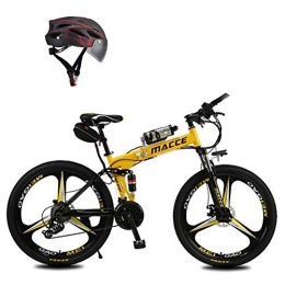 L-LIPENG Electric Bike L-LIPENG 26inch Folding Electric Mountain bike 250w / 36v motor Hidden Battery Design Removable Lithium Battery dual disc Brakes 21-Speed Shock-Absorbing Mountain bike, 30km / H, Yellow, 10ah 40km