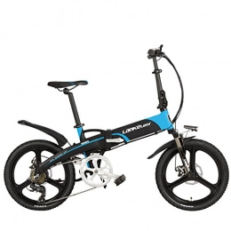 LANKELEISI Bike LANKELEISI G660 Elite 20 Inches Folding Electric Bicycle, 48V 10Ah Lithium Battery, Aluminum Alloy Frame, Integrated Wheel, 5 Grade Assist (Black Blue, Standard)