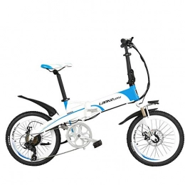 LANKELEISI Bike LANKELEISI G660UP 20 Inch E-bike, 5 Grade Assist Folding Electric Bicycle, 500W Motor, 48V 10Ah / 14.5Ah Lithium Battery, with LCD Display (White Blue, 14.5Ah)