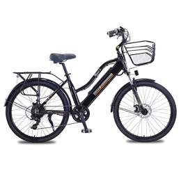 LDGS Electric Bike LDGS ebike Women Mountain Electric Bike with Basket 36V 350W 26 Inch Electric Bicycle Aluminum Alloy Electric Bike (Color : Black, Number of speeds : 7)