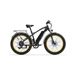 Liangsujian Bike Liangsujian Electric Bicycle, 1000W 48V Electric Bike, 26 Inch Snow Bike Bicycle, Front & Rear Hydraulic Disc Brake (Color : Yellow, Size : 500w)