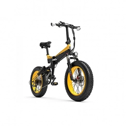 Liangsujian Bike Liangsujian Electric Bicycle, 20 Inch Folding Electric Snow Bike, Bicycle, 500W / 1000W Front Rear Dual Suspension (Color : Yellow, Size : 1000W)