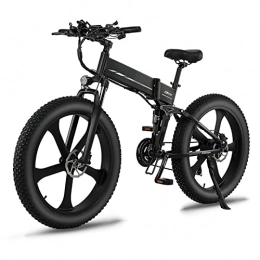 LIU Electric Bike Liu R5s Adult Electric Bike 26 Inch Fat Tire Mountain Street Ebike 1000W Motor 48V Electric Bicycle Foldable Electric Bike (Color : Black, Size : 1 battery)