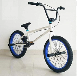 lquide Bike LQUIDE Mountain Bike Trials Extreme Sport Disc Brakes 20 Inches Outdoor Sport White Frame Blue Rims Profession