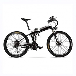 LUO Bike LUO Electric Bike 36V 12.8Ah Hidden Lithium Battery, 26" Folding Pedal Assist Electric Bike, Speed 25~35Km / H, Mountain Bike, Suspension Fork, Black White