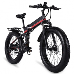 LWL Bike LWL Folding Electric Bike For Adults 31 Mph1000W Snow Bike Ebike 48V12Ah Electric Bicycle 21 Speed 4.0 Fat Tire E Bike (Color : Red)