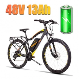 LYRWISHLY Electric Bike LYRWISHLY 27.5" Electric Trekking / Touring Bike, Electric Bicycle With 48V / 13Ah Removable Lithium-ion Battery, Electric Trekking Bike For Touring (Color : Yellow)