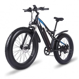 LYUN Electric Bike LYUN 26”Fat Tire Electric Bike Powerful 500W / 750W / 1000W Motor 48V Removable Lithium Battery Ebike Beach Snow Shock Absorption Mountain Bicycle (Color : 1000w 17Ah Two Batt)