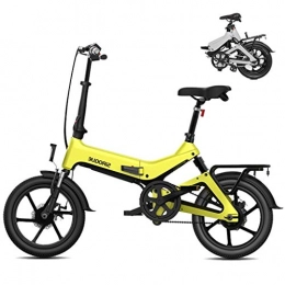 LZMXMYS Electric Bike LZMXMYS electric bike, Adult Electric Bike, Urban Commuter Folding E-bike, Max Speed 25km / h, 14inch Adult Bicycle, 250W / 36V Charging Lithium Battery (Color : Yellow)