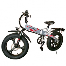 Minkui Electric Bike Minkui 20inch electric mountain bike fat e-bike 48V10.4ah lithium battery 350w electric bicycle 4.0 snow tire folding ebike-Silver grey