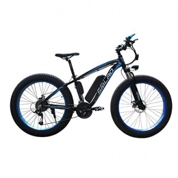 Minkui Electric Bike Minkui 21-speed electric bike / aluminum alloy frame 48V10AH lithium battery 350W high-power high-speed motor bike 26 inch fat tire mountain bike-Blue 48V 10AH