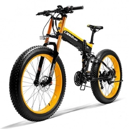 Minkui Electric Bike Minkui 400W electric bicycle 10AH Panasonic lithium battery 26x4.0 inch fat tire electric bicycle foldable electric bicycle-Yellow