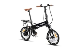 Moma Bikes Bike Moma Bikes MOMDK Unisex Adult E-Bike E16-Teen + Carrier Rack, E-16 Teen + Rear Rack, Electric City Folding Bike, Black, Aluminum, Bat. Ion Lithium, 36v 9ah - Black, Unic Size