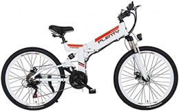 MQJ Electric Bike MQJ Ebikes Electric Mountain Bike, 24" / 26" Hybrid Bicycle / (48V12.8Ah) 21 Speed 5 Files Power System, Double E-Abs Mechanical Disc Brakes, Large-Screen LCD Display, White, 24