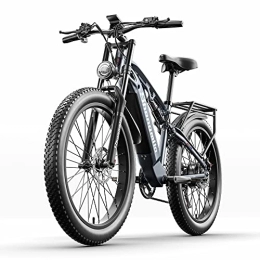 VLFINA  MX05 Adult Electric Mountain Bike, BAFANG Motor 48V15AH Long Life Battery, 26" Tires Full Suspension Dual Oil Brakes Ebike
