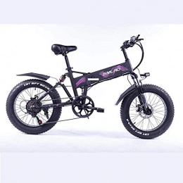 PARTAS Bike PARTAS Sightseeing / Commuting Tool - Folding Electric Bike 500W Motor With 48V 10Ah Removable Lithium-Ion Battery 20 Inch Ebike Fat Tire Electric Bicycle (Color : 48V500W Purple)