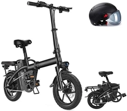 RDJM Bike RDJM Ebikes, 14" Foldaway / Carbon Steel Material City Electric Bike Assisted Electric Bicycle Sport Mountain Bicycle with Removable Lithium Battery 400W / 48V, Black, 35KM (Color : Black, Size : 55KM)