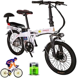 RDJM Bike RDJM Ebikes, 20" Electric Mountain Bike Foldable Adult Double Disc Brake and Full Suspension Mountain Bikes Bicycle Adjustable Seat LCD Meter（48V 12Ah 250W） (Color : White, Size : 8Ah)