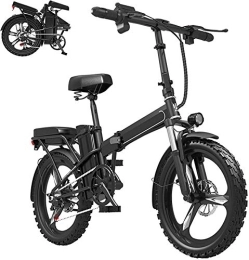 RDJM Bike RDJM Ebikes, 20" Folding Electric Bike 350W Motor Electric Mountain Bike Sporting 7-Speed Electric Bikes for Adults 30AH Removable Lithium Battery Endurance 400KM (Color : Black, Size : 300KM)