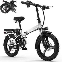 RDJM Bike RDJM Ebikes, 20" Folding Electric Bike 350W Motor Electric Mountain Bike Sporting 7-Speed Electric Bikes for Adults 30AH Removable Lithium Battery Endurance 400KM (Color : White, Size : 120KM)