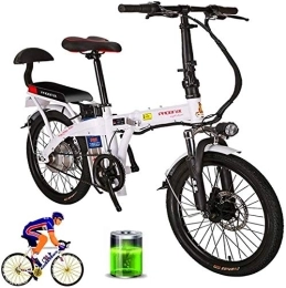 RDJM Bike RDJM Ebikes, Electric Mountain Bike Foldable for Adult 20" Double Disc Brake E-Bikes Adjustable Seat LCD Meter - 48V 12Ah 250W Full Suspension Mountain Bicycle (Color : White, Size : 8Ah)